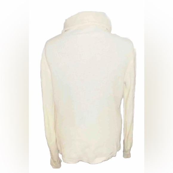 LAUREN RALPH LAUREN COWL NECK SWEATER WOMENS SIZE LARGE OFF WHITE CREAM COTTON - Picture 2 of 7